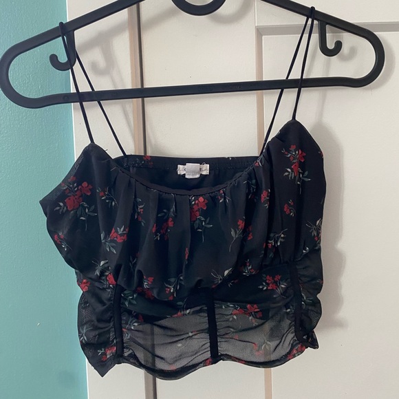 Garage mesh spaghetti strap tank top floral - Picture 3 of 5